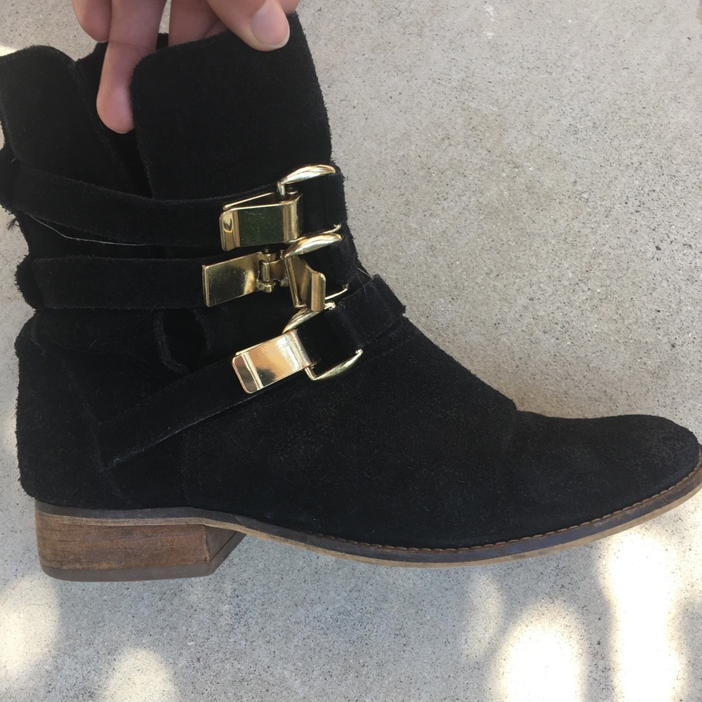 Black suede booties